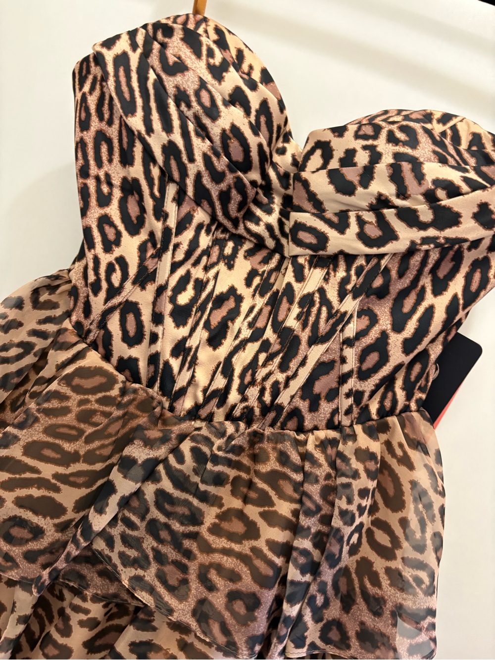 Leopard Print Ruffle Mini Dress - Brown - Picture 4 of 5